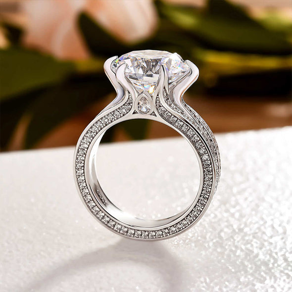Stunning Round Cut Three Shank Design Sterling Silver Engagement Ring