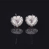 Heart Cut Pink Gemstone Halo Stud Earrings in Sterling Silver