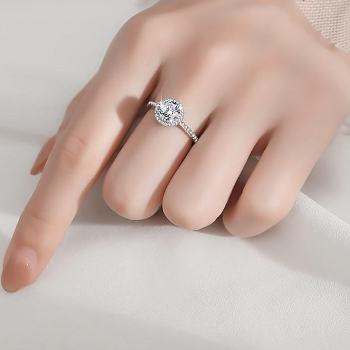 Luxury 1.2 Carat D Round Cut Color Moissanite Sterling Silver Ring-Only size 7  Available