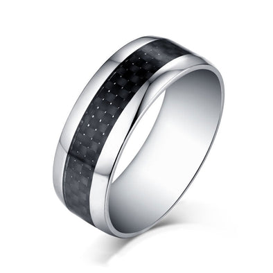 Black and Silver Titanium Steel Wedding Band for Men