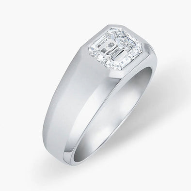 3CT Emerald Cut Silver Ring For Men