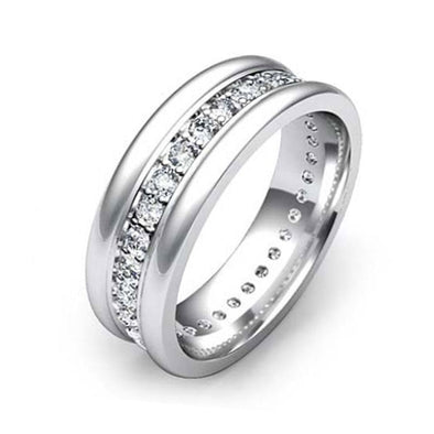 Classic Single Row Silver Wedding Band for Men