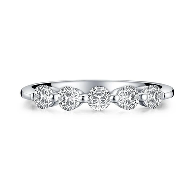 Five-Stone 925 Sterling Silver Wedding Band