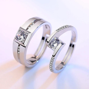 Bypass Sterling Silver Open Couple Rings (2 rings included)