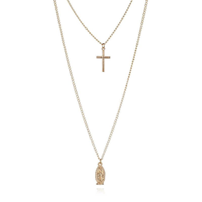 Cross & Pendant Double Layered Necklace