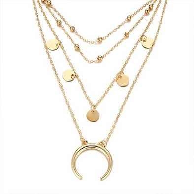 Golden Tone Half-moon Layered Necklace