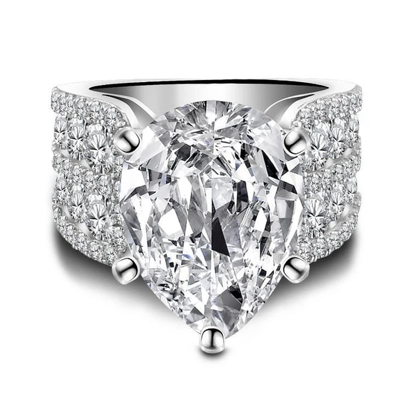 Recommended | Stunning 9.0CT Pear Cut Engagement Ring in Widen Band