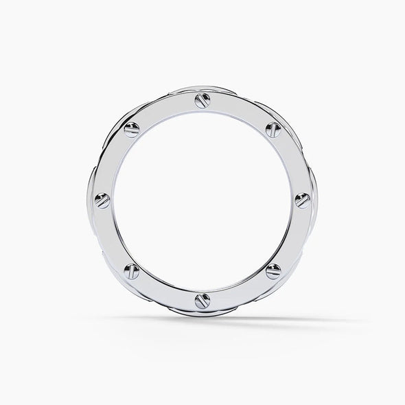 Round Cut Pave Set Rope Wedding Band For Men in Sterling Silver