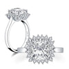 Radiant Cut Unique Design Sterling Silver Engagement Ring