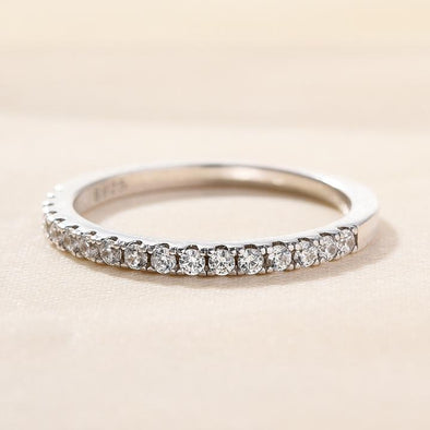 Classic Half Eternity Wedding Band In Sterling Silver