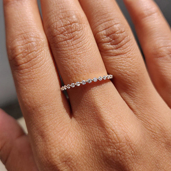 Sale | Simple Yellow Gold Full Eternity Wedding Band In Sterling Silver