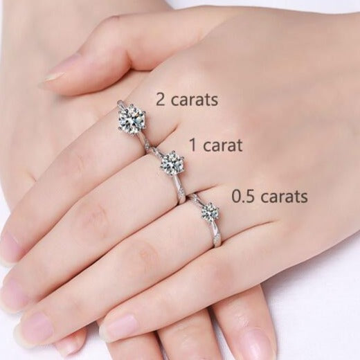 1/2 Carat D Color Snowflake Shape Bypass Shank Moissanite Sterling Silver Engagement Ring