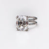Cushion Cut Split Shank Engagement Ring Anniversary Ring in Sterling Silver