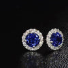 Vintage Blue Halo Sterling Silver Earrings