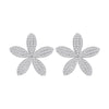 Pave Flower Stud Earrings in Sterling Silver