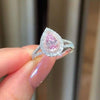 Pink Double Halo Pear Cut Engagement Ring in Sterling Silver