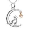 Moon With Cat Pendant Necklace