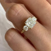 Cushion Cut Three Stones Sterling Silver Engagement Ring