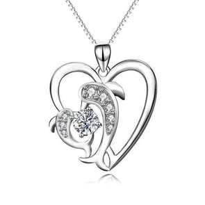 Heart Dolphin Pendant Necklace