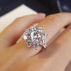 1 CT Sunflower Sterling Silver Engagement Ring