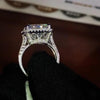 Cushion Cut Halo Split Sterling Silver Engagement Ring