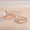 Elegant Rose Golden Tone Oval Cut Opal Bridal Set In Sterling Silver