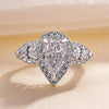 Gorgeous Halo Pear Cut Three Stone Sterling Silver Engagement Ring