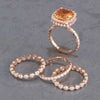 4 Pcs  Vintage Colored Cushion Cut Halo Bridal Set Rings In Sterling Silver