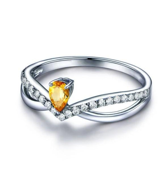 Fancy Yellow Pear Cut Engagement Ring With Infinity Band