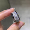 Sterling Silver Four Row Stone Wedding Band