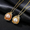 Shell Pearl Golden Plated Pendant Necklace