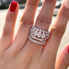 Luxury 4pcs Oval Cut Stackable Wedding Band Set In Sterling Silver