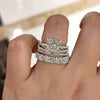 3 Pcs Solitaire Cushion Cut Wedding Ring Set In Sterling Silver