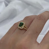 Emerald Cut Halo Split Shank Engagement Ring in Sterling Silver