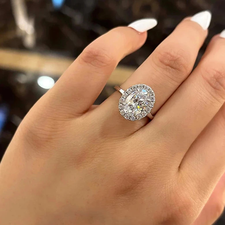 2 carat oval diamond ring with halo deals