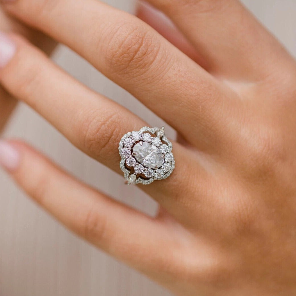 Moissanite & White Sapphire 18 K Rose Gold Filled Engagement Wedding Ring  Sets Diamond Milgrain Band Solitaire Diamond Ring Promise Rings Women Bridal  Jewelry | Wish