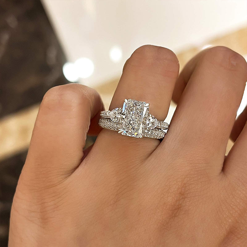 Forevermark Platinum Radiant Cut Diamond Three Stone Engagement Ring –  Padis Jewelry