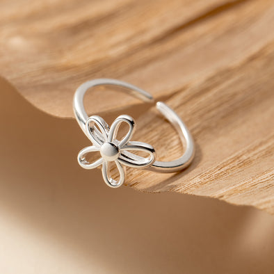Adjustable Flower Ring in Sterling Silver – shine of diamond