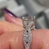 Radiant Cut Twisted Engagement Ring in 925 Sterling Silver