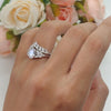 2 pcs Art Deco Oval Cut Ring with Marquise Cut Band Bridal Set in Sterling Silver