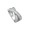 X Criss Cross Ring Wedding Half Eternity Band In Sterling Silver