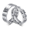 Round Cut Stone Titanium Steel Promise Ring for Couples