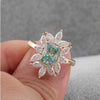 Blue Radiant Cut Engagement Ring in Sterling Silver with Marquise Cluster Side Stone