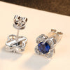 Blue Gems Flower Stud Earrings in Sterling Silver