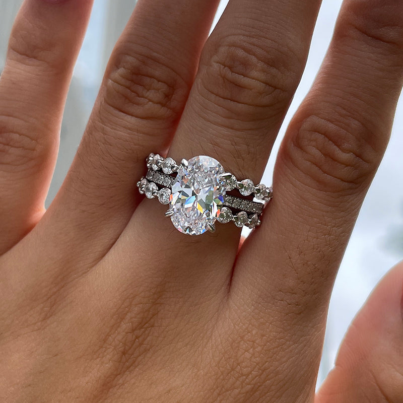 Handmade Oval Cut Wedding Ring Eternity Band – Bridal Set Sale