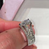 Pear Cut Split Shank Engagement Ring in Sterling Silver