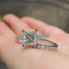 2pcs Solitaire Princess Cut Bridal Ring Set in Sterling Silver