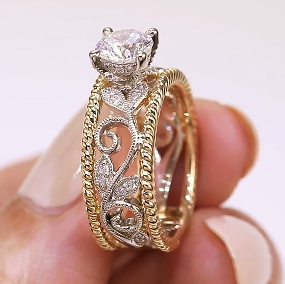 Engagement Pattern Diamond Gold Ring 3D model 3D printable | CGTrader