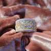 Yellow and White Color Round Cut Luxury Band in Sterling Silver