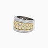 Yellow and White Color Round Cut Luxury Band in Sterling Silver